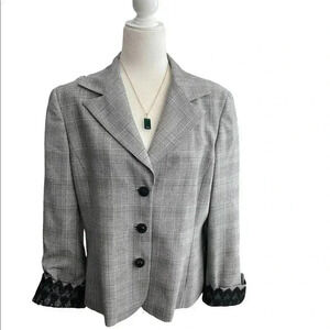 Austin Reed Black Lace Trimmed Houndstooth Luxe Jacket 14